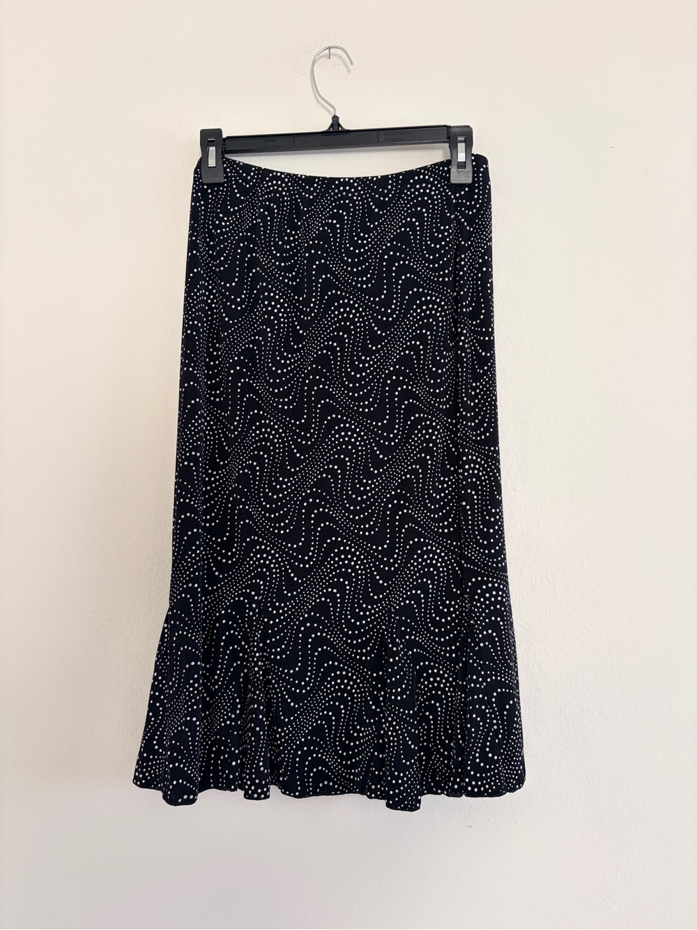 Dressbarn Vintage Black Polka Wave Midi Skirt